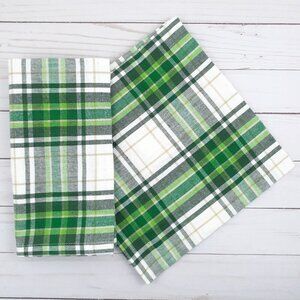 Fabric Dinner Napkins St Patricks Day Plaid Set of 4 Cotton 20x20